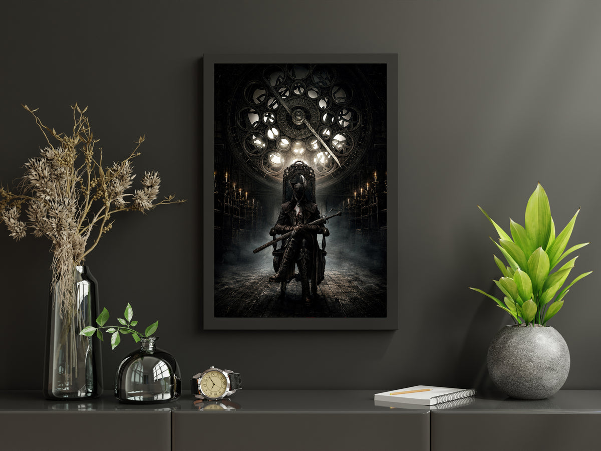 Bloodborne Inspired Gothic Throne Poster, Dark Fantasy Wall Art, Victorian Horror Gaming Decor