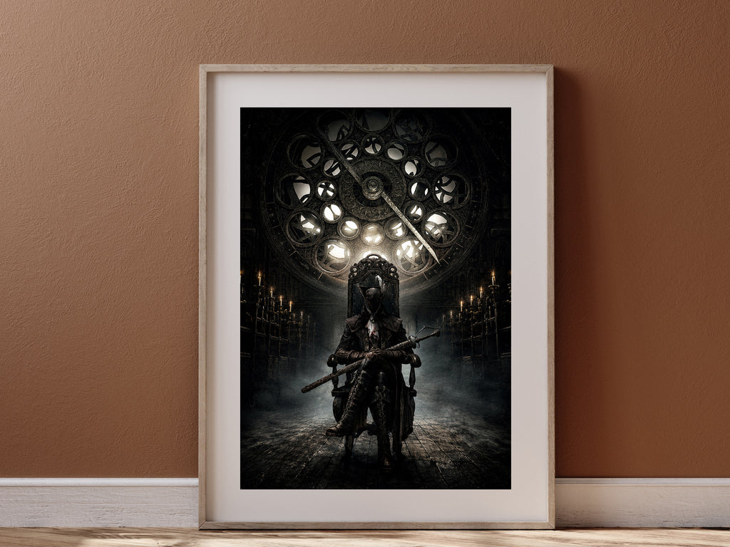 Bloodborne Inspired Gothic Throne Poster, Dark Fantasy Wall Art, Victorian Horror Gaming Decor