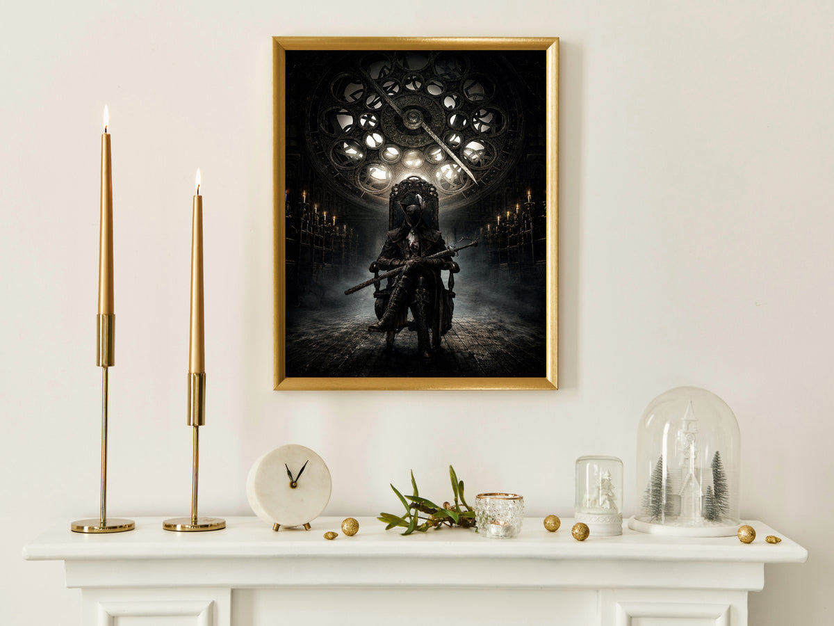 Bloodborne Inspired Gothic Throne Poster, Dark Fantasy Wall Art, Victorian Horror Gaming Decor