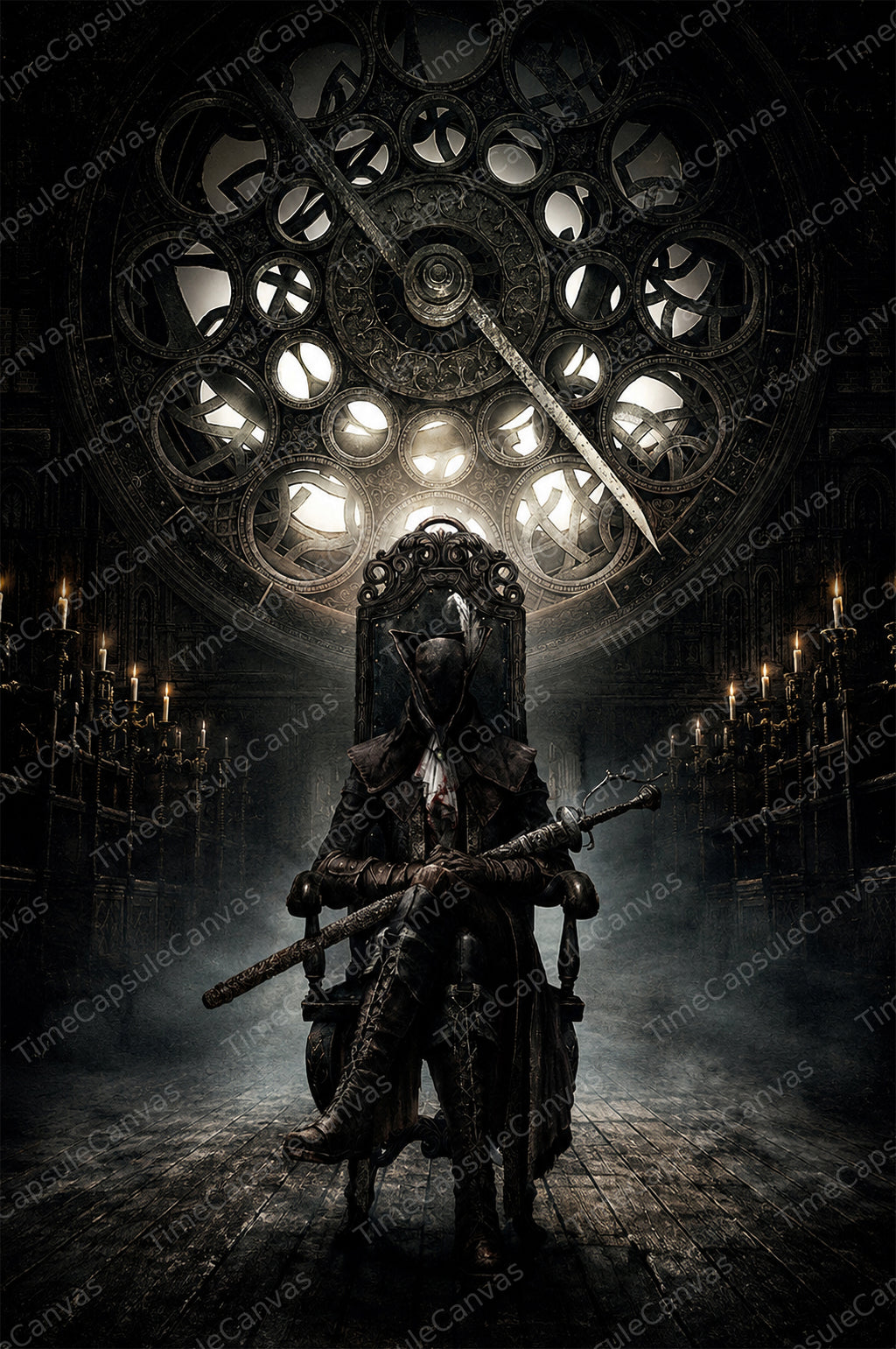 Bloodborne Inspired Gothic Throne Poster, Dark Fantasy Wall Art, Victorian Horror Gaming Decor