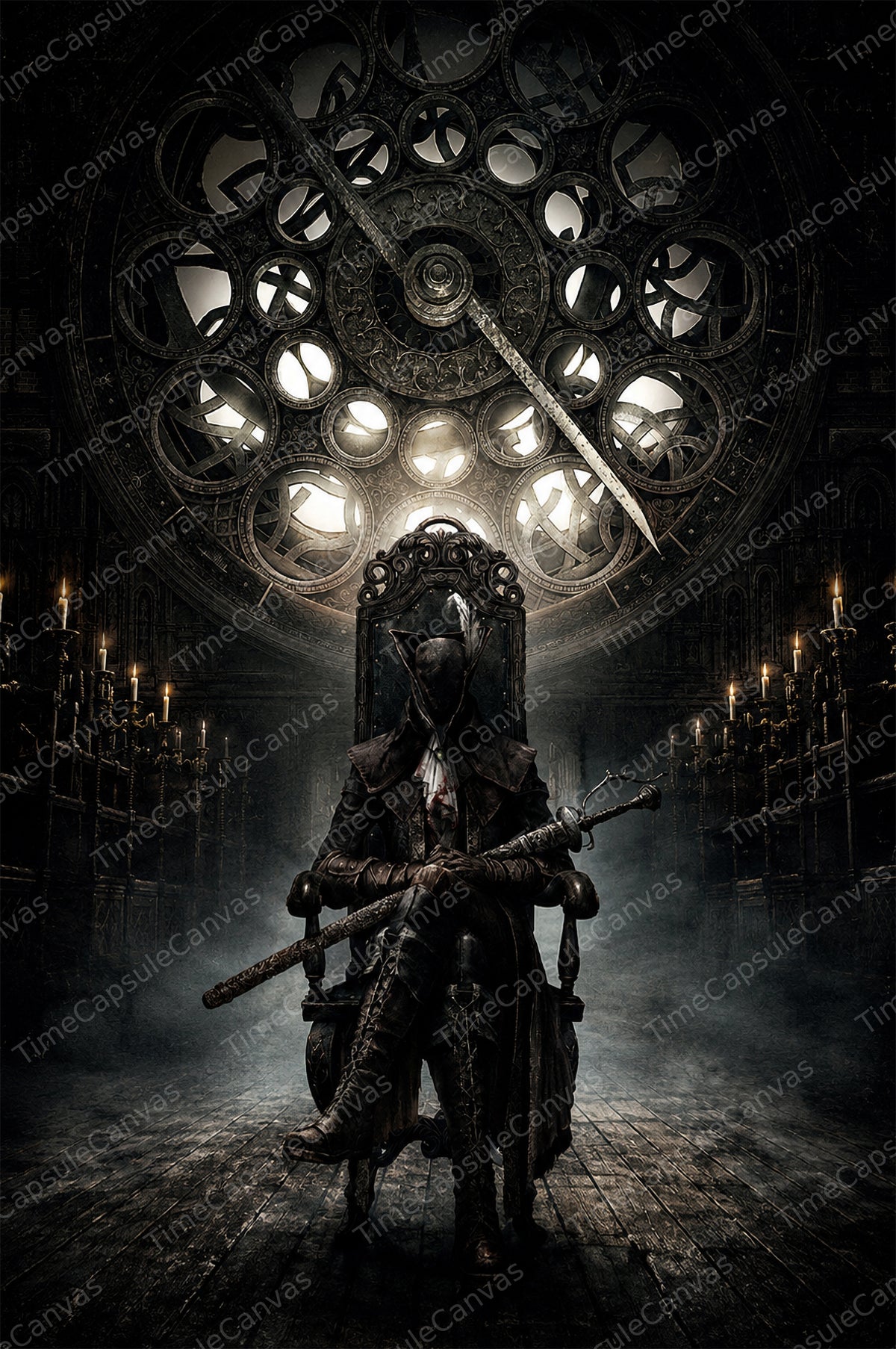 Bloodborne Inspired Gothic Throne Poster, Dark Fantasy Wall Art, Victorian Horror Gaming Decor