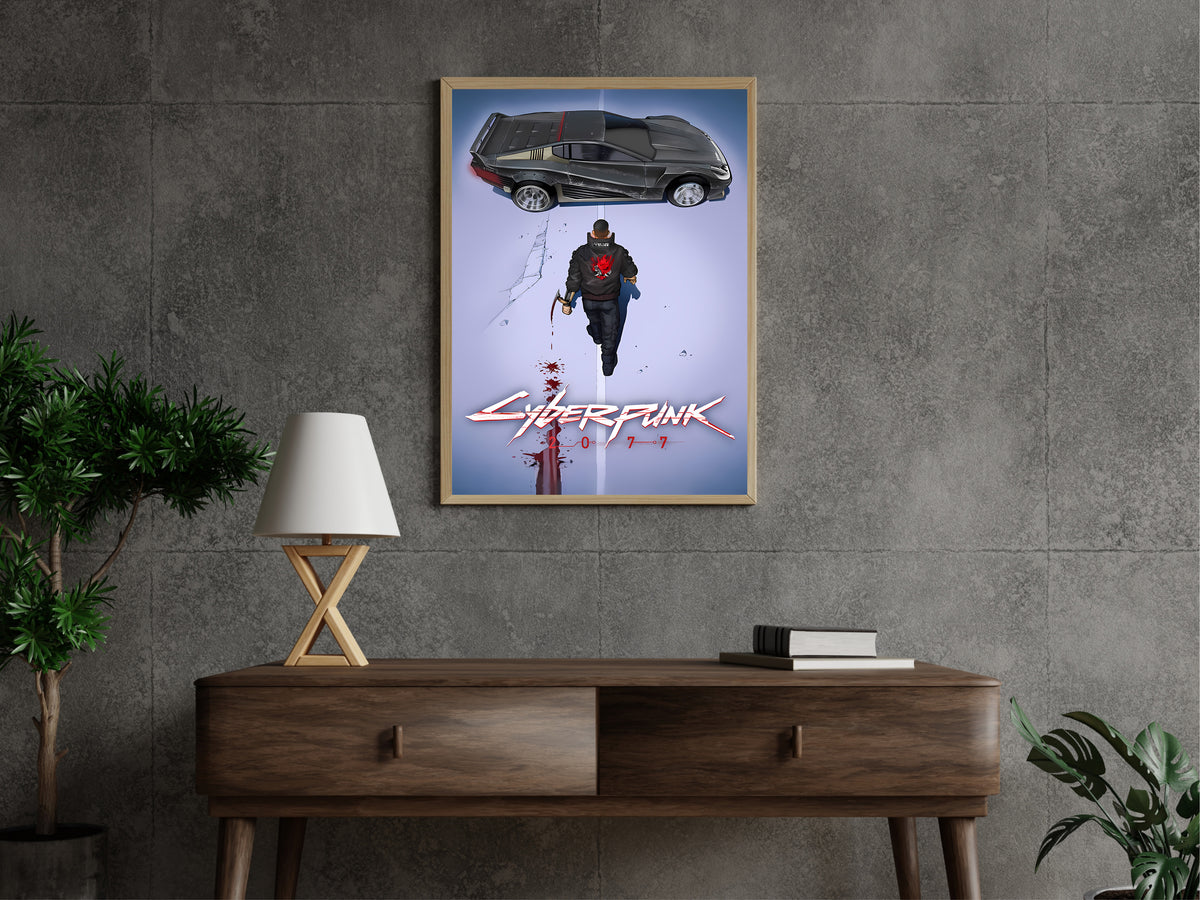 Cyberpunk 2077 Quadra Turbo-R Poster, Night City Wall Art, Samurai Gaming Decor, Futuristic Car Print