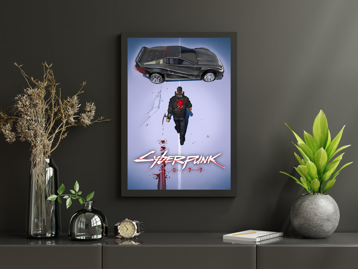 Cyberpunk 2077 Quadra Turbo-R Poster, Night City Wall Art, Samurai Gaming Decor, Futuristic Car Print