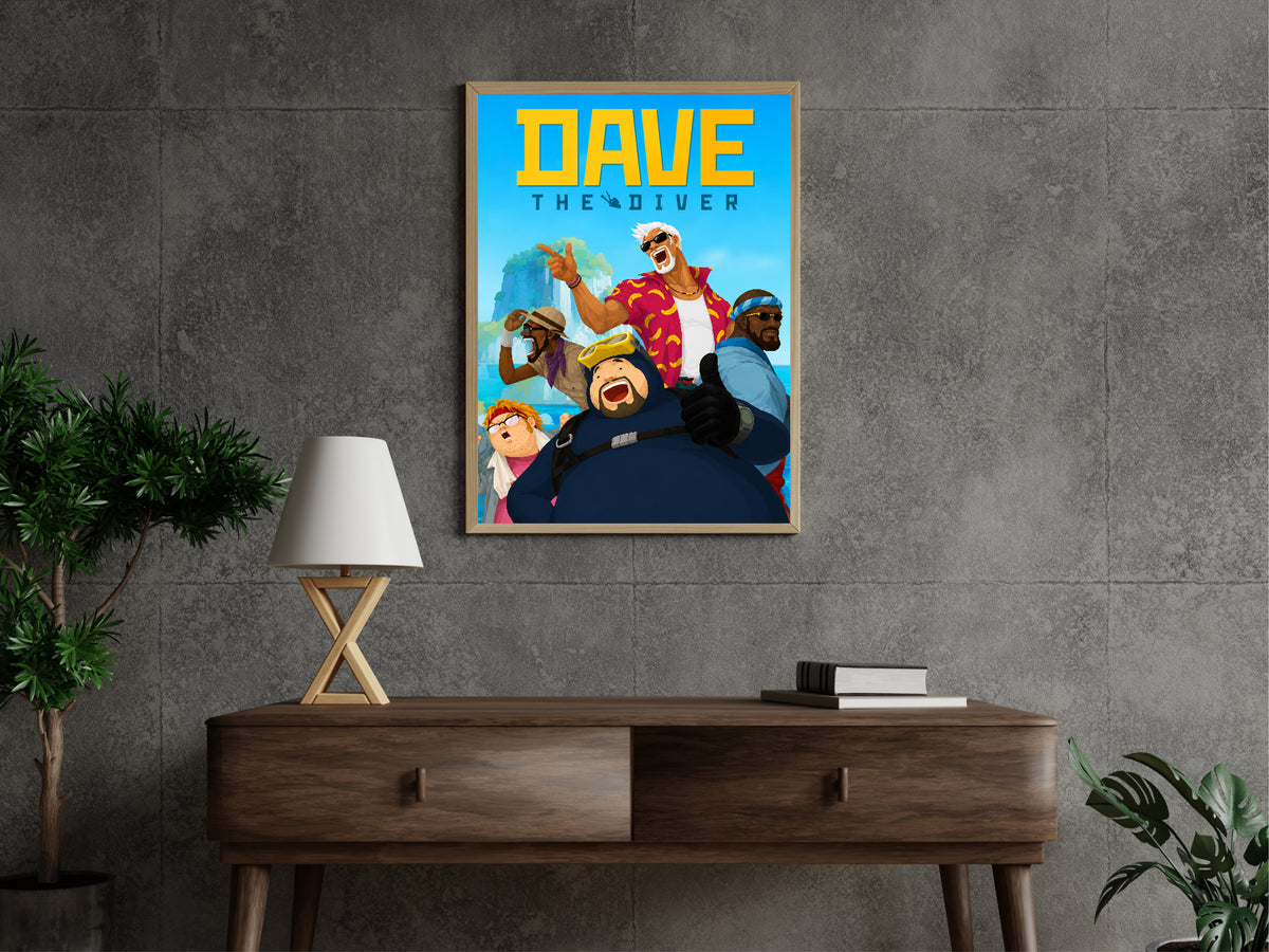 Dave the Diver Character Poster, Colorful Indie Gaming Wall Art, Ocean Adventure Room Decor