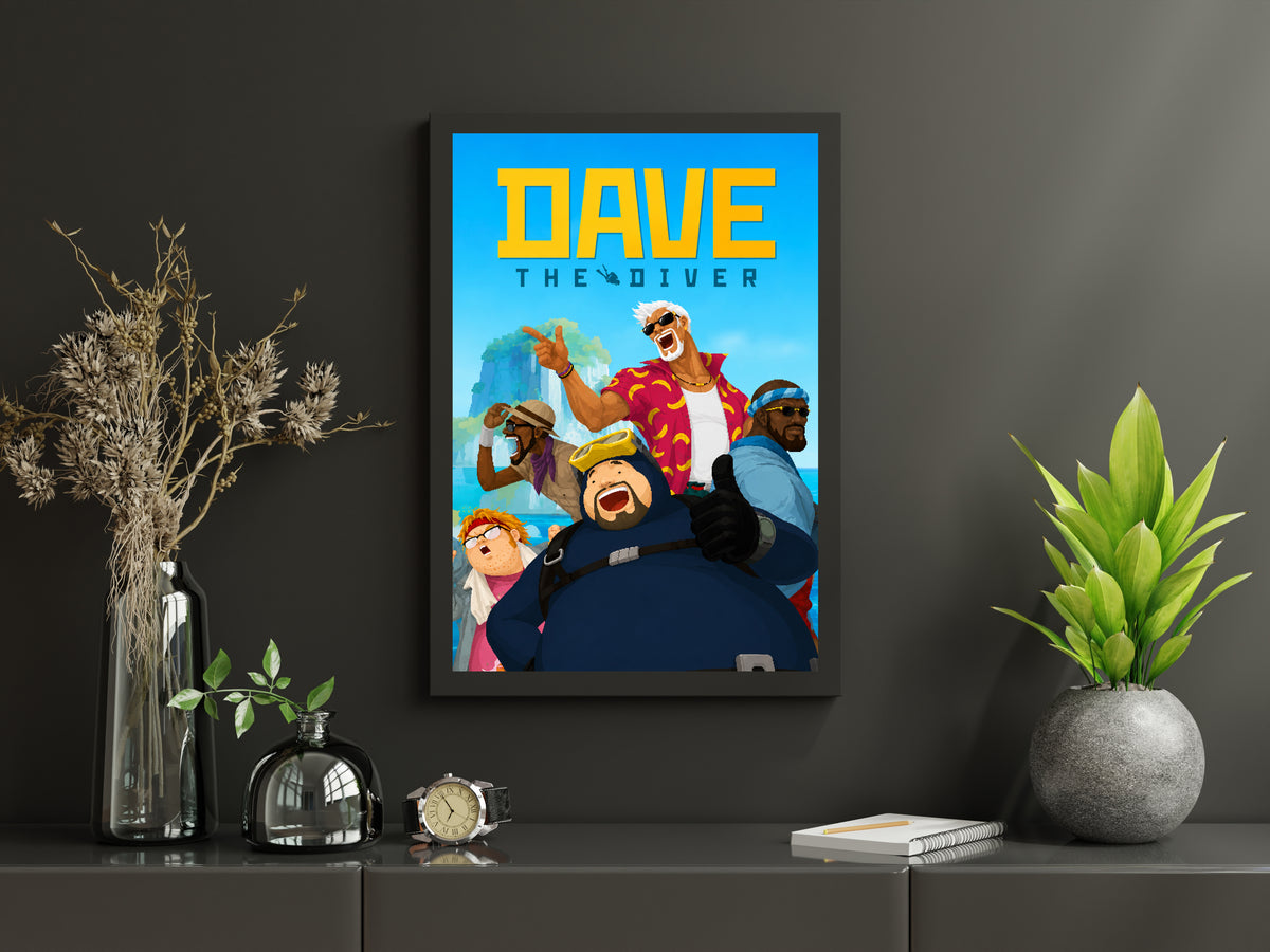 Dave the Diver Character Poster, Colorful Indie Gaming Wall Art, Ocean Adventure Room Decor
