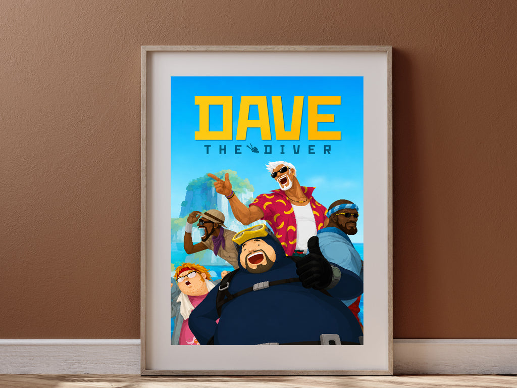 Dave the Diver Character Poster, Colorful Indie Gaming Wall Art, Ocean Adventure Room Decor