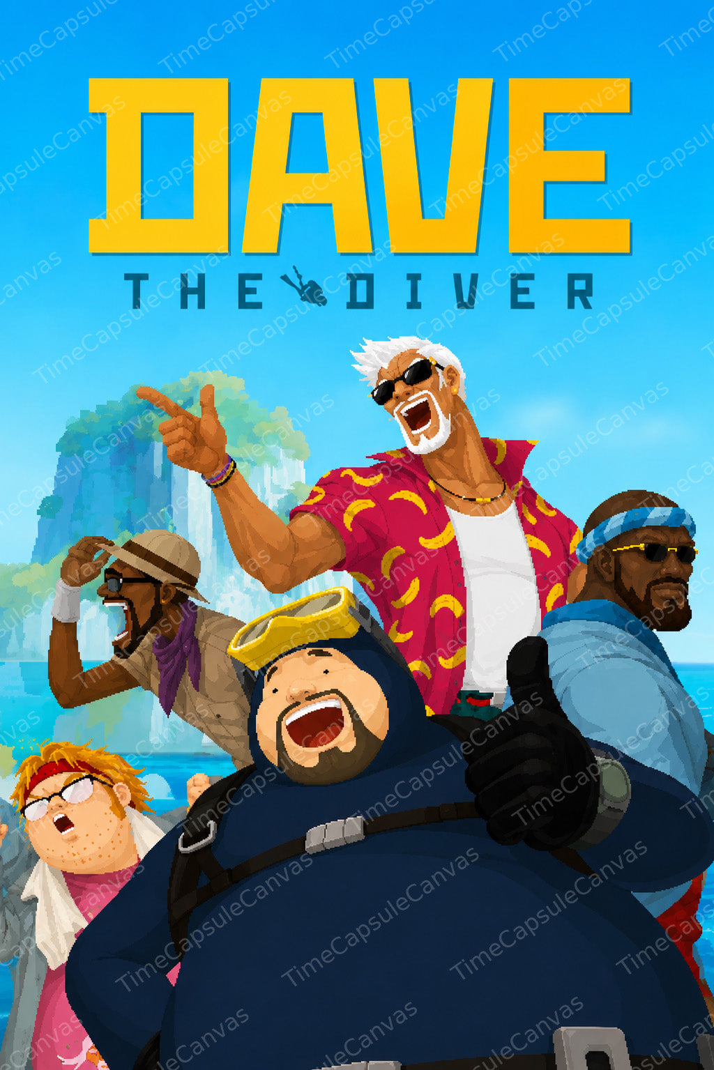 Dave the Diver Character Poster, Colorful Indie Gaming Wall Art, Ocean Adventure Room Decor