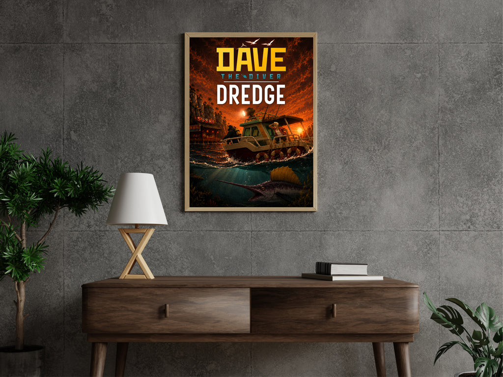 Dave the Diver DREDGE Poster, Dark Ocean Adventure Wall Art, Indie Gaming Decor