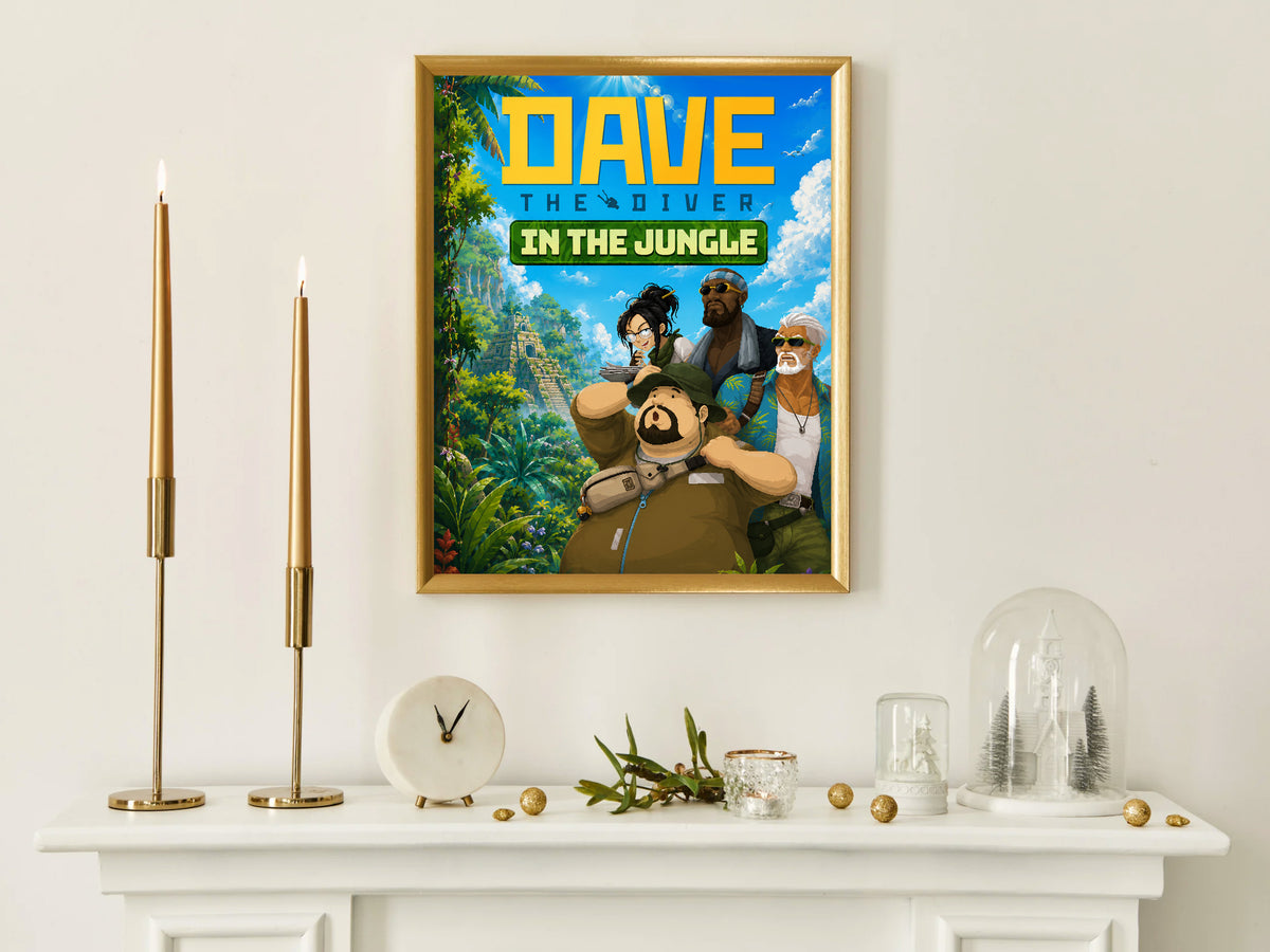 Dave the Diver In the Jungle Poster, Tropical Adventure Wall Art, Colorful Gaming Decor