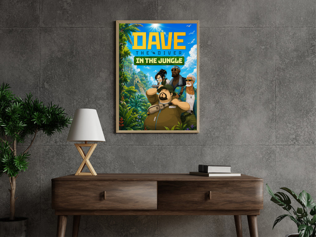 Dave the Diver In the Jungle Poster, Tropical Adventure Wall Art, Colorful Gaming Decor