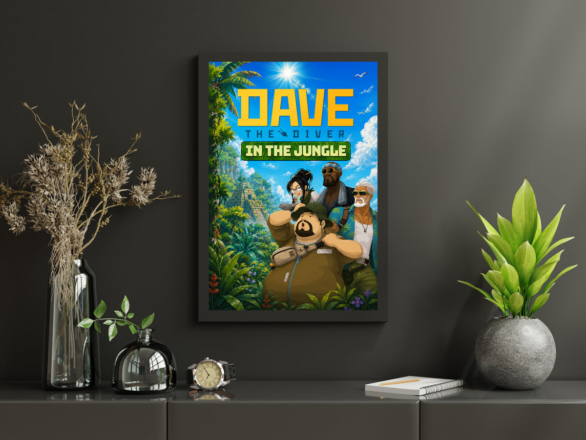 Dave the Diver In the Jungle Poster, Tropical Adventure Wall Art, Colorful Gaming Decor