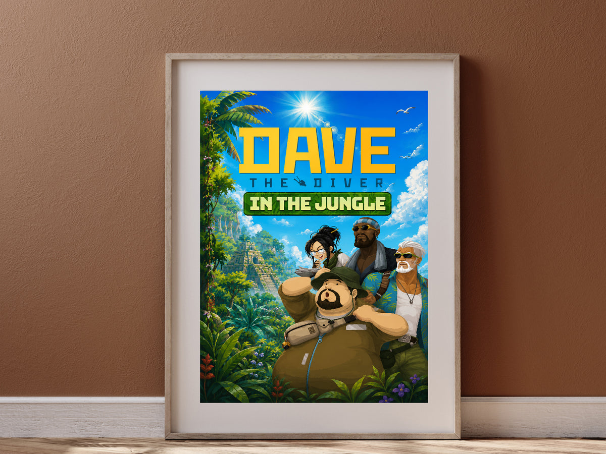 Dave the Diver In the Jungle Poster, Tropical Adventure Wall Art, Colorful Gaming Decor
