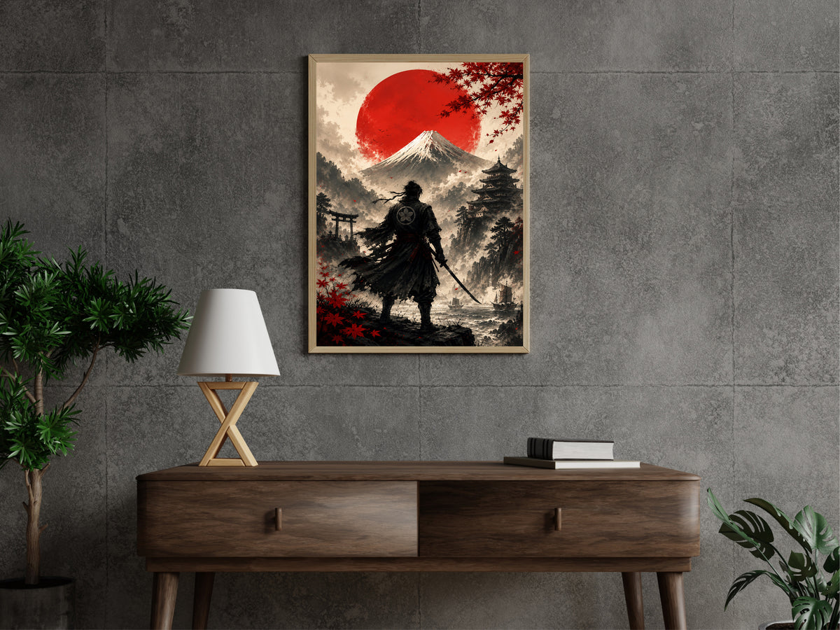 Ghost of Tsushima Inspired Samurai Poster, Japanese Landscape Wall Art, Cinematic Gaming Decor