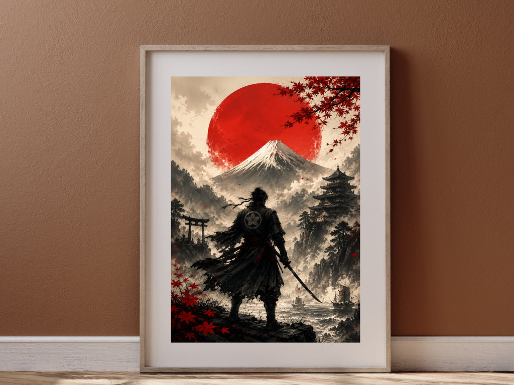 Ghost of Tsushima Inspired Samurai Poster, Japanese Landscape Wall Art, Cinematic Gaming Decor