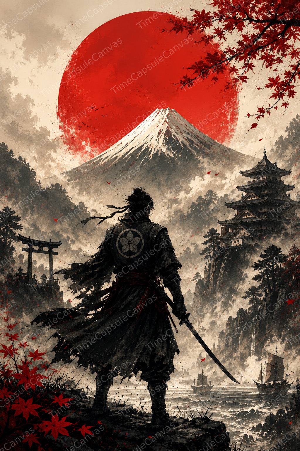 Ghost of Tsushima Inspired Samurai Poster, Japanese Landscape Wall Art, Cinematic Gaming Decor