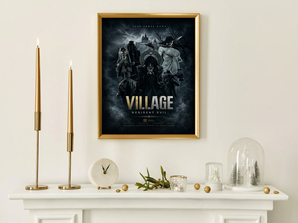 Resident Evil Village Poster, Gothic Horror Wall Art, Resident Evil 8 Gaming Decor