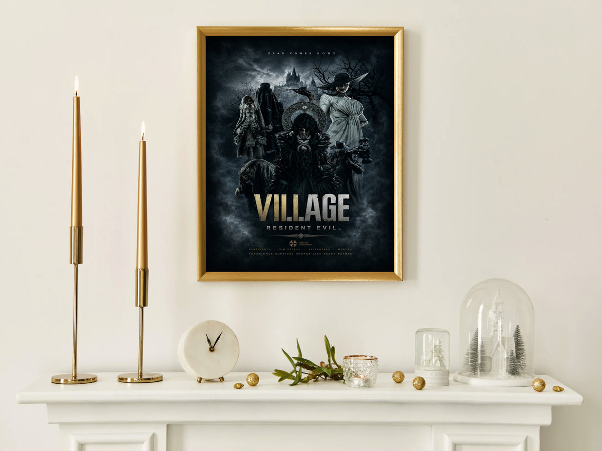 Resident Evil Village Poster, Gothic Horror Wall Art, Resident Evil 8 Gaming Decor