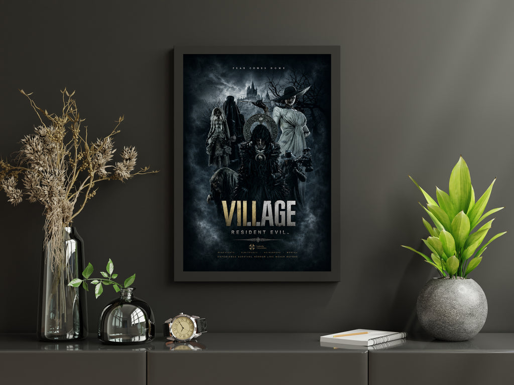 Resident Evil Village Poster, Gothic Horror Wall Art, Resident Evil 8 Gaming Decor