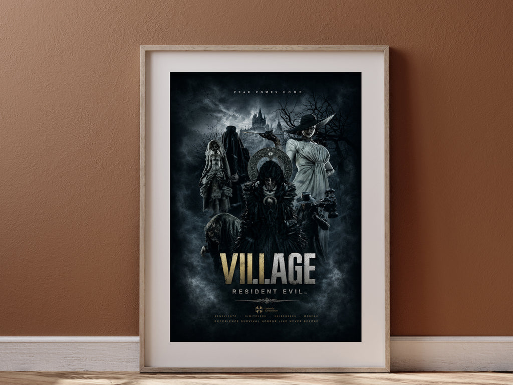 Resident Evil Village Poster, Gothic Horror Wall Art, Resident Evil 8 Gaming Decor