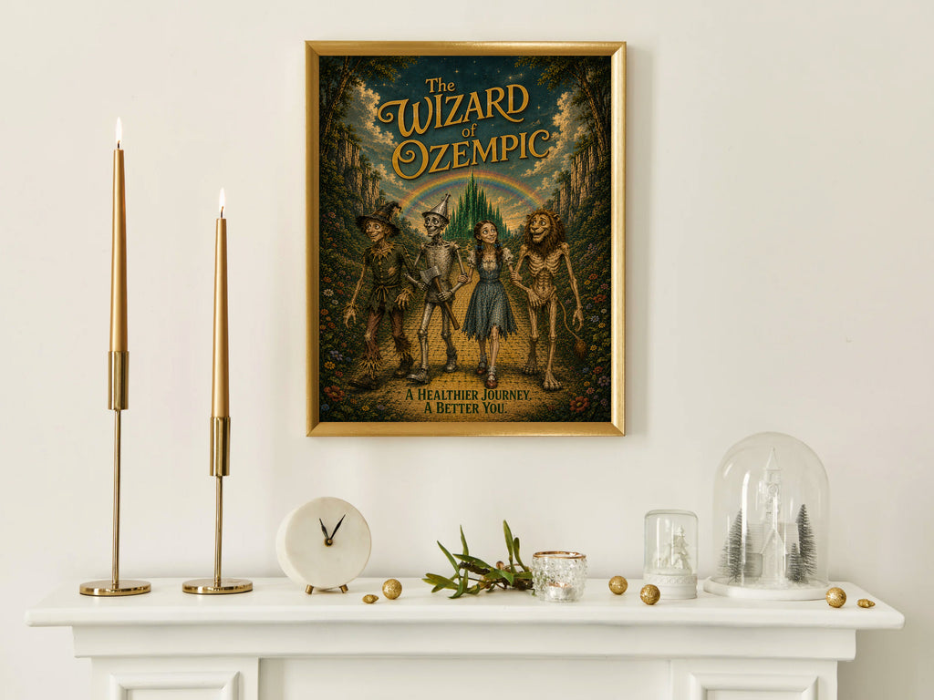 Wizard of Ozempic Poster, Funny Weight Loss Parody Wall Art, Vintage Movie Inspired Print