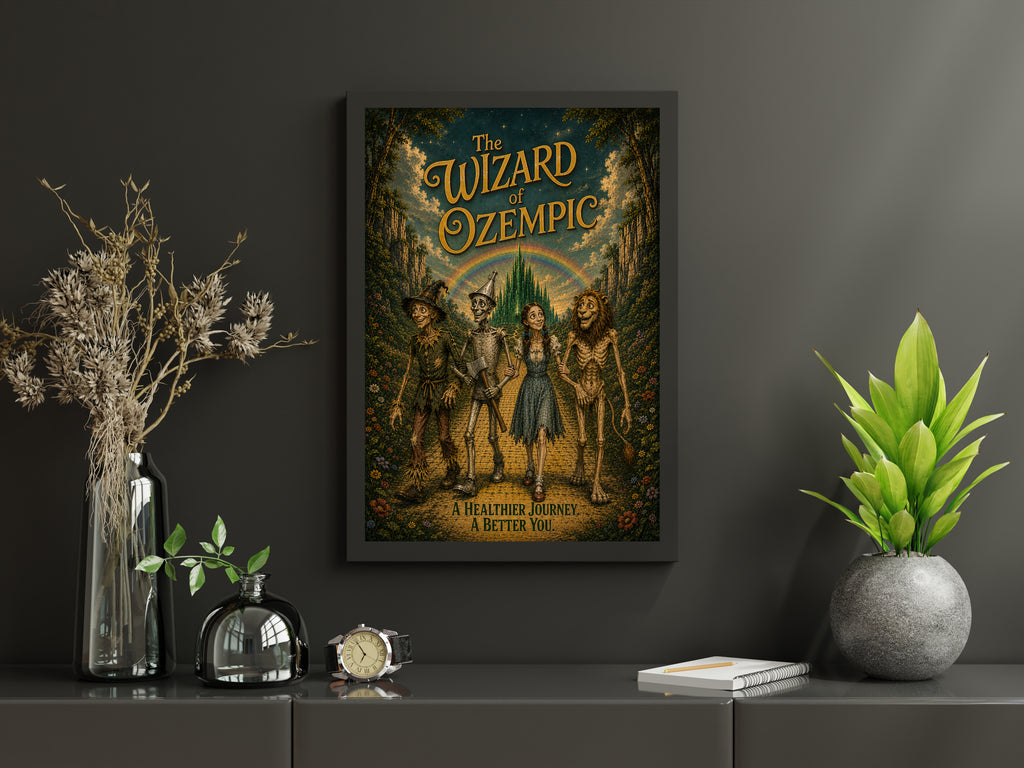 Wizard of Ozempic Poster, Funny Weight Loss Parody Wall Art, Vintage Movie Inspired Print